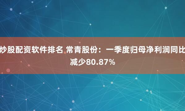 炒股配资软件排名 常青股份：一季度归母净利润同比减少80.87%
