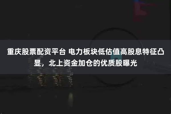 重庆股票配资平台 电力板块低估值高股息特征凸显，北上资金加仓的优质股曝光